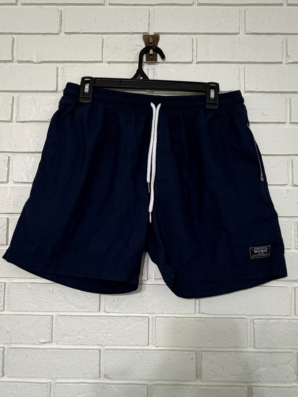 Wowie Men’s Casual Shorts XL Navy Blue Drawstring Elastic Waist Cotton Blend